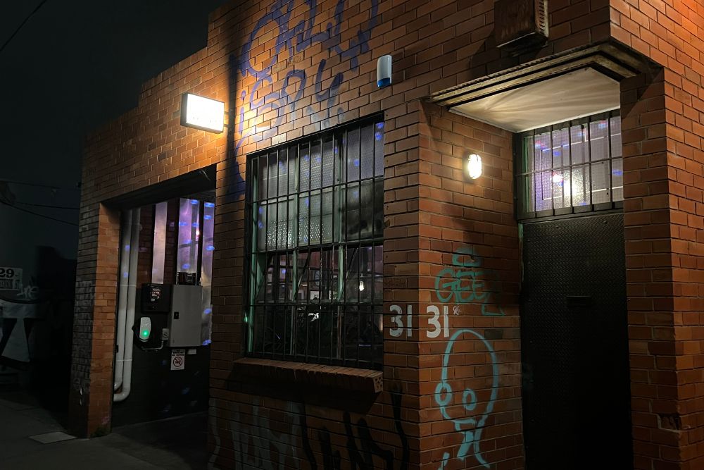 Lilac Wine Bar - Exterior with Graffiti

